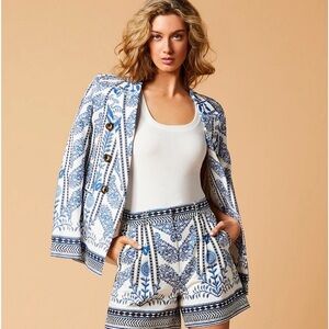 A Loves A Linen Blazer & Shorts set blue floral